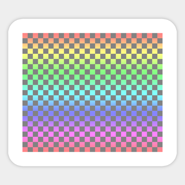 Gray Checkered Rainbow Ombre Pattern Sticker by saradaboru